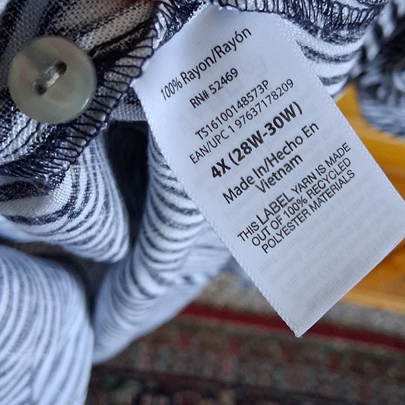 NWT Terra & Sky Navy White Stripe Print Mini Shirt Dress Size 4X - Picture 10 of 12